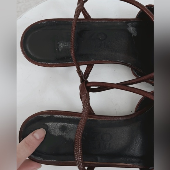 Enzo Angiolini Woven Leather Slingback Flats Dark Brown Casual Minimal Neutral - Picture 16 of 16